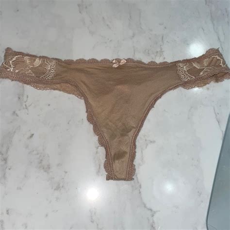 Victoria S Secret Intimates Sleepwear Satin Nylon Nude Second Skin Feel Thong Panty Dream
