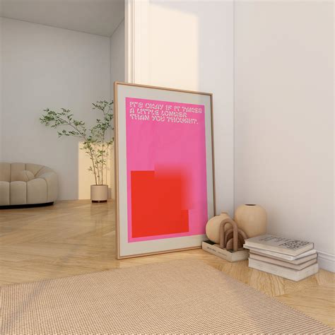 Abstract Hot Pink Typography Wall Art Giclée Print Y2K Wall Decor Trendy Poster Pink and Red