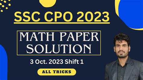 Ssc Cpo Maths Paper Solution Oct Shift Short