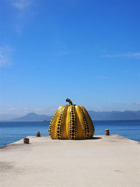 "Pumpkin" by Yayoi Kusama is a symbol of Naoshima Island, Kagawa Pref