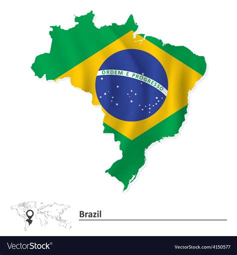 Map of brazil with flag Royalty Free Vector Image