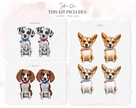 Cute Dogs Clip Art, Corgi, Beagle, Dalmatian PNG - Svetlana Kleine