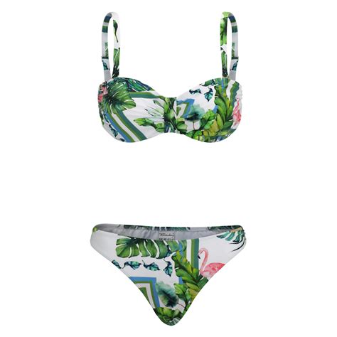 Bandeau Bikini B Green White 36 18750297