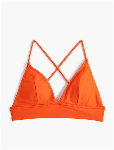 Turuncu Kadın Üçgen Bikini Üstü Basic 4SAK10077MM Koton