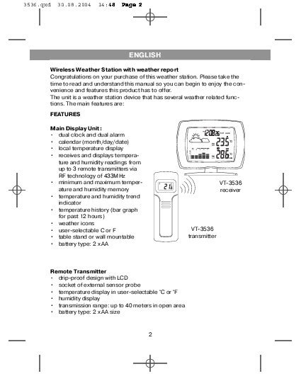 Инструкция часов Vitek VT-3536 - Инструкции по эксплуатации бытовой ...