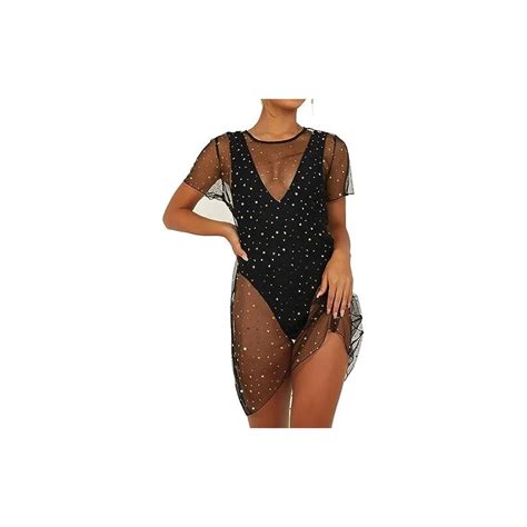Egsdmnvsq Abito Da Spiaggia In Rete Donna Copricostume Bikini Trasparente Poncho Da Spiaggia