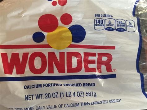 Wonder White Bread Nutrition Label