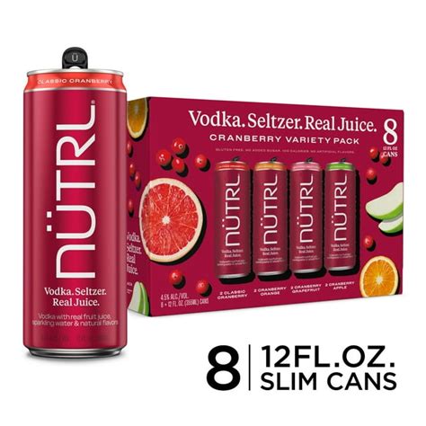 Nutrl Vodka Hard Seltzer Cranberry Variety Pack Gluten Free 8 Pack