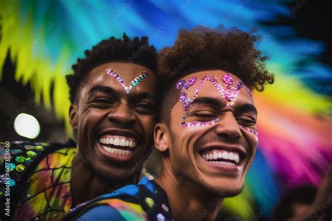 Smiling Generative Ai Couple At Lgbtq Gay Pride Parade In Sao Paulo Love And Diversity In The