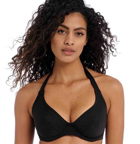 Freya Swim Jewel Cove Plain Banded Halter Bikini Top Storm In A D Cup AUS