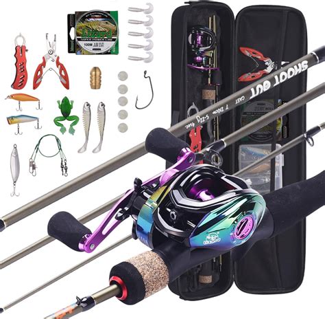 SHUAIGUO 1 8m 2 1m Canne à pêche Portable Moulinet Baitcasting Roue