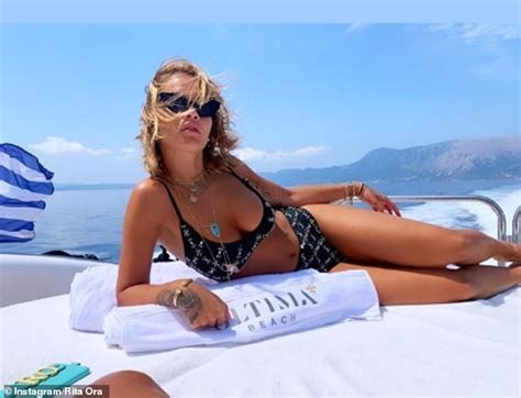 Rita Ora Wears Skimpy Tiger Print String Bikini On Corfu Yacht Daily