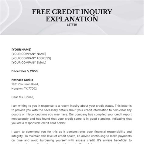 credit inquiry explanation letter template edit