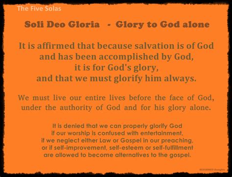 Soli Deo Gloria Glory To God Alone Reformed Theology Gods Glory