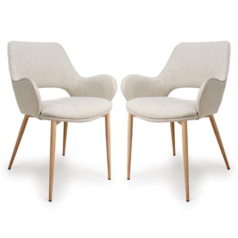 Sanremo Natural Fabric Dining Chairs In Pair Furniture In Fashion