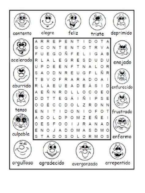 Sopa De Letras De Las Emociones Pdf