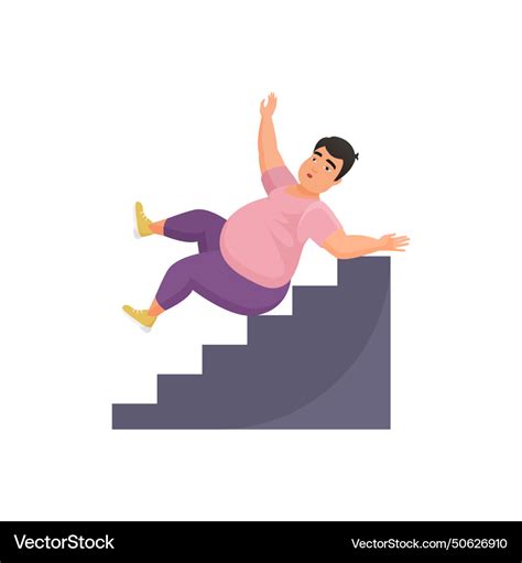 Overweight man falling down from stairs plus size Vector Image