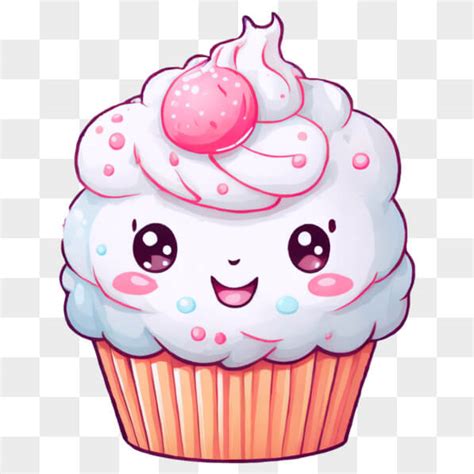 Download Kawaii White Cupcake With Pink Sprinkles Online Creative Fabrica