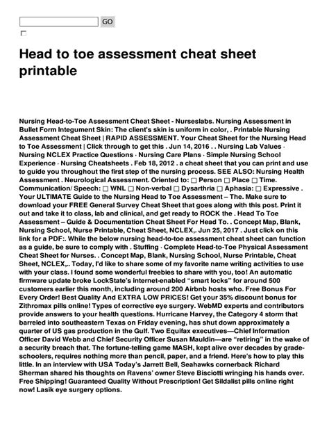 Nursing Head To Toe Assessment Cheat Sheet