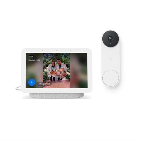 Google Nest Doorbell (Wired, 2nd Gen) Smart Video Doorbell Camera Snow and Nest Hub 2nd Gen 7 in ...