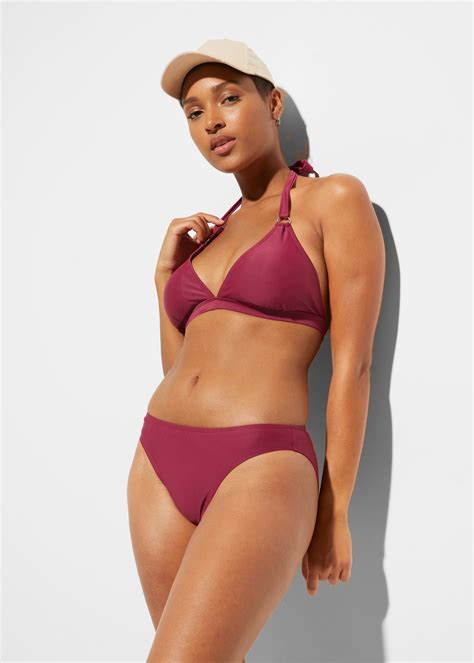 Modischer Bikini Mit Dekorativen Ringen Bordeaux