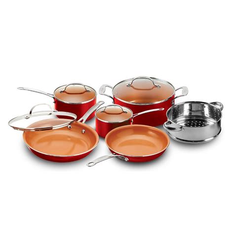 Gotham Steel Original Copper 10 Piece Ceramic Non Stick Cookware Set And Reviews Wayfair