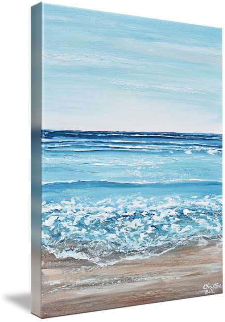 Giclee Print Abstract Beach Painting Coastal Blue White Ocean Decor