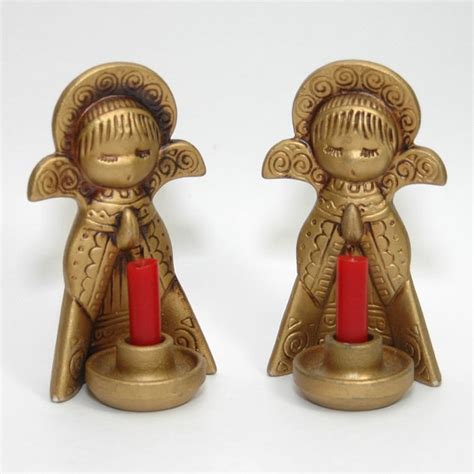 Vintage S Ceramic Angel Candle Holders Gold By Tipsyvintage