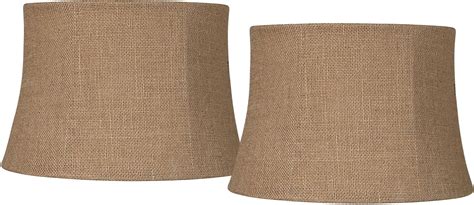 Set Of 2 Softback Drum Lamp Shades Natural Burlap Small 10 Top X 12 Bottom X 8 High Spider