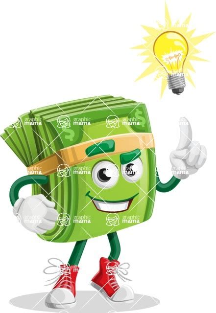 Dollar Bill Cartoon Vector Character Aka Richy Mccash With A Light