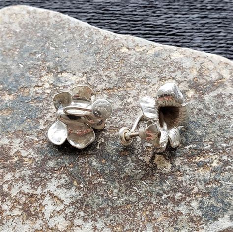 Vintage Sterling Silver Calla Lily Flower Earrings S Gem