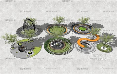 现代休闲广场景观树池su模型su草图模型下载 【集简空间】「每日更新」