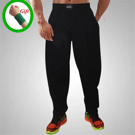 Buy Men Bodybuilding Baggy Pants High Elastic Cotton Gym Clothing Fitness Pants