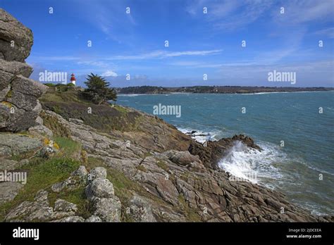 france finistere port manech lighthouse coastal stock photo alamy
