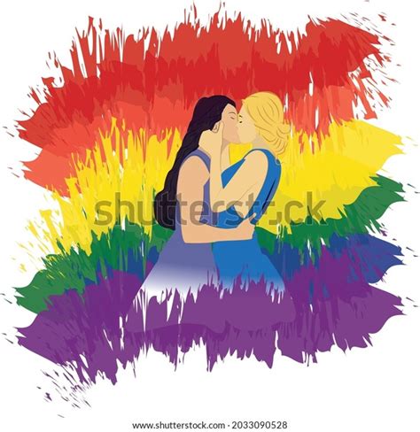 Lesbian Couple Kissing Lgbtq Illustration Stock Vector Royalty Free 2033090528 Shutterstock