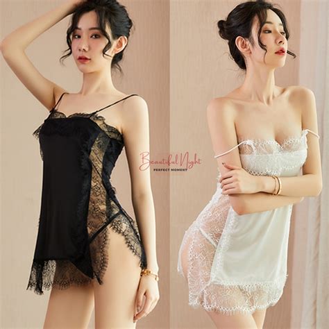 Silk Satin Babydoll Dress Sexy Lingerie Sleepwear Nightwear Pyjamas Fun Underwear Perspective