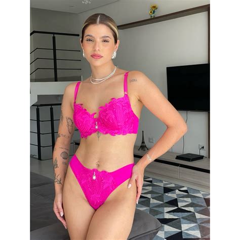 Conjunto De Lingerie Importado Calcinha E Sutia Modelo Bojo E Renda Grippir Shopee Brasil
