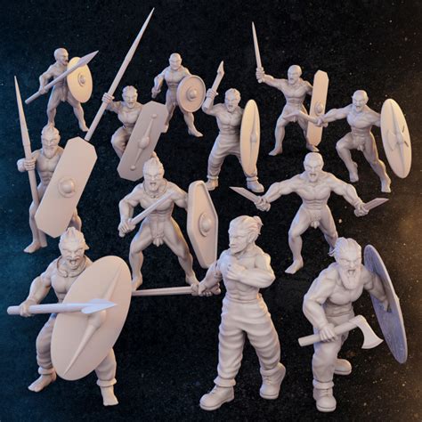 3D Printable Celtic Naked Warriors By Productions Diratia