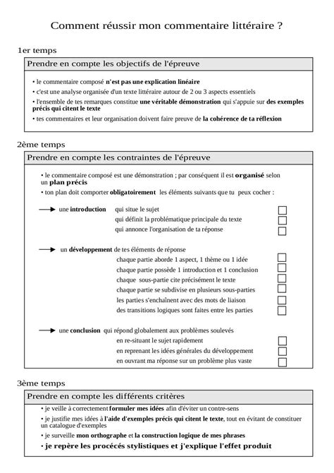 Comment Faire Un Commentaire De Texte Exemple Exemple