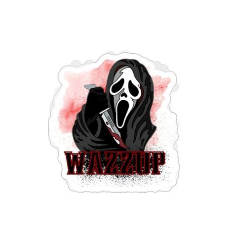 Car Decal Die Cut Stickers Scream Ghostface Wazzup Window Etsy Window Stickers Car Decals