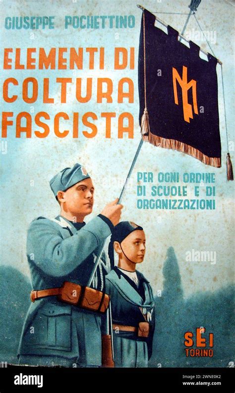 Elementi Di Cultura Fascista El Cartel Representa A Un Hombre Y Un Niño