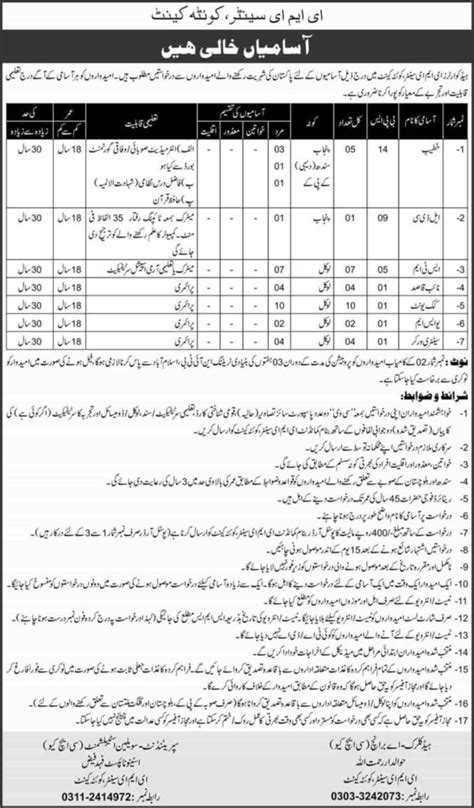 Pakistan Army Eme Center Quetta Cantt Jobs 2021 Application Form Latest