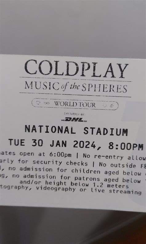 2x 30 Jan Gen Standing Coldplay Singapore Tickets Vouchers Event