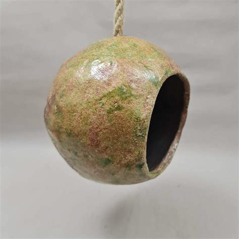 Mangeoire Pour Oiseaux Verte Olive En Raku C Ramique Raku Laure Bruas