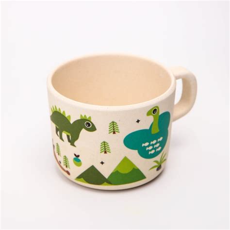 Набор бамбуковой посуды «Динозавры», тарелка, миска, стакан, приборы, 5 ...