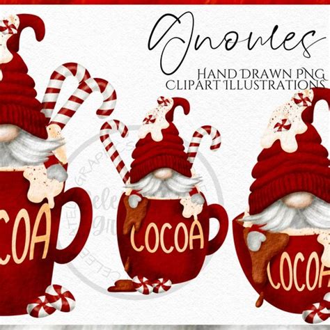 Hot Cocoa Gnome Png Winter Clipart Digital Christmas Gonk Etsy