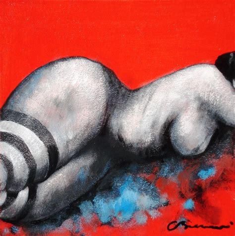 Naked Woman On Red Background Corinne Brenner