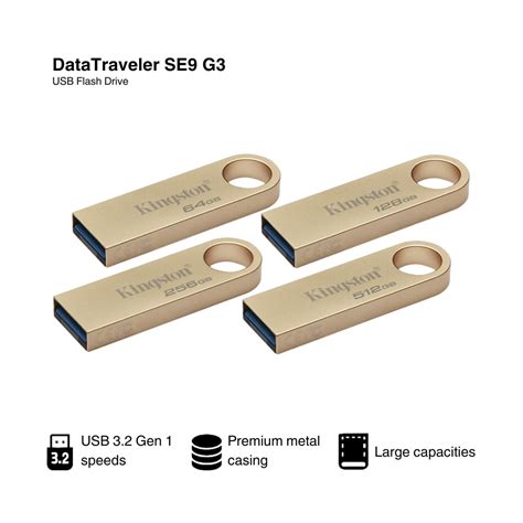 Kingston DataTraveler SE9 G3 USB Flash Drive [64GB/128GB/256GB/512GB ...