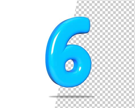 Premium PSD | Number 6 blue six text 3d logo