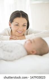 Laughing Woman Looking Naked Man Lying Stock Photo Shutterstock